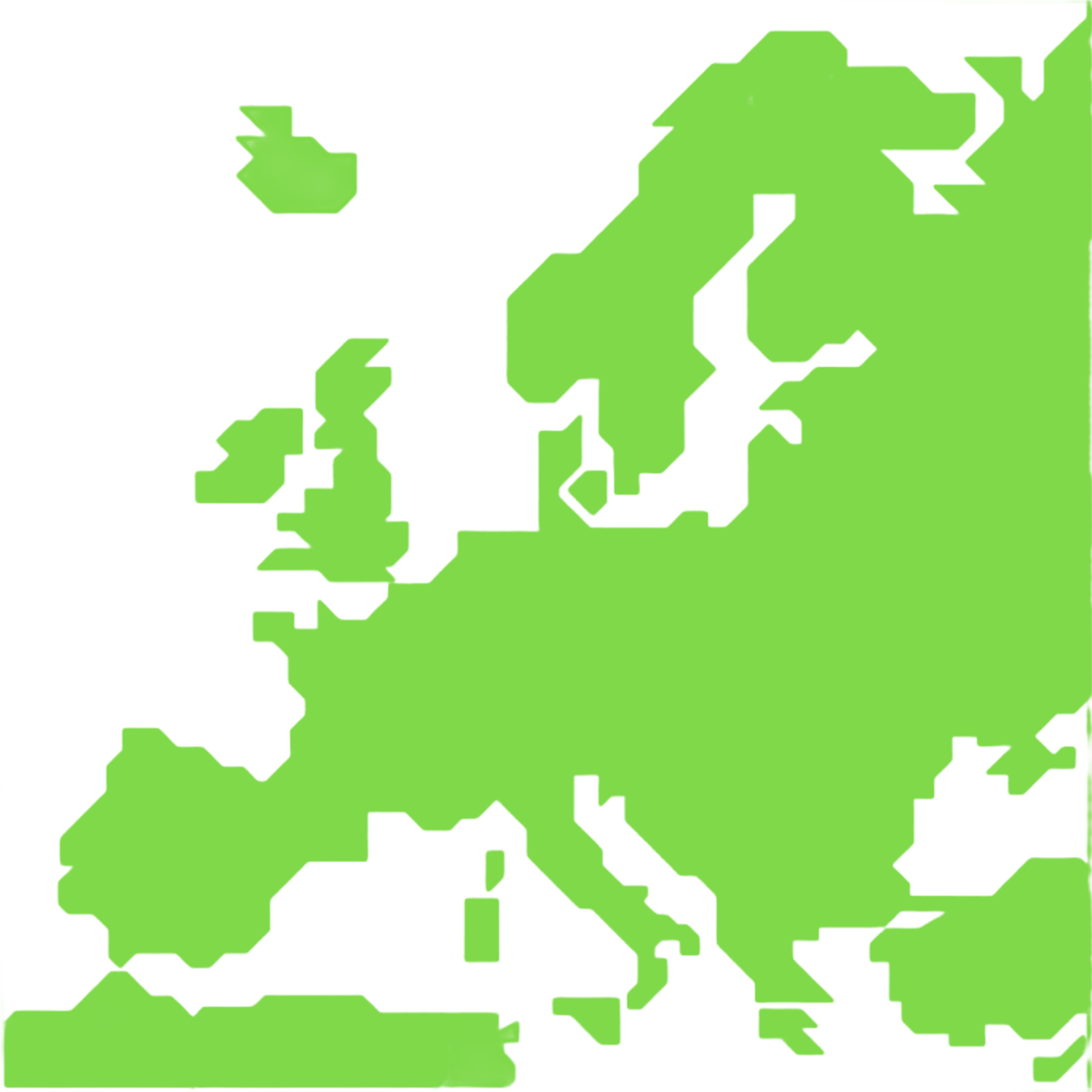Blank outline map of Europe with collaborator markers